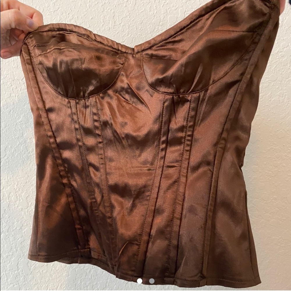 Never worn. Cute brown corset from PLT